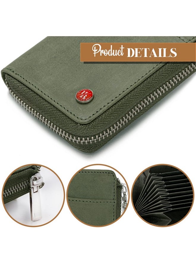 HORNBULL HORNBULL Fleming Green RFID Blocking Leather Wallet for Men | Vertical Credit Debit Card Holder  - Image 5
