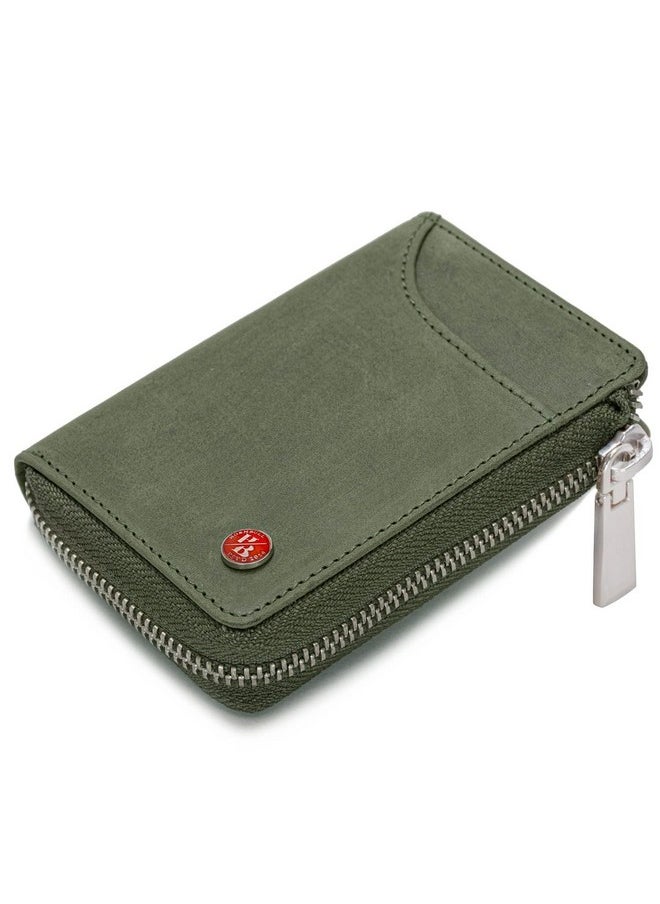 HORNBULL HORNBULL Fleming Green RFID Blocking Leather Wallet for Men | Vertical Credit Debit Card Holder  - Image 1