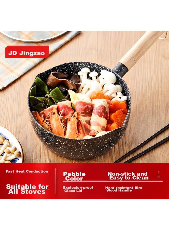 Small Milk Pot For Noodles And Soup, Maifanshi Color Non-stick Pot, Snow Plate Pot For Steaming And Cooking Baby Food, With Lid, 18cm - Image 1