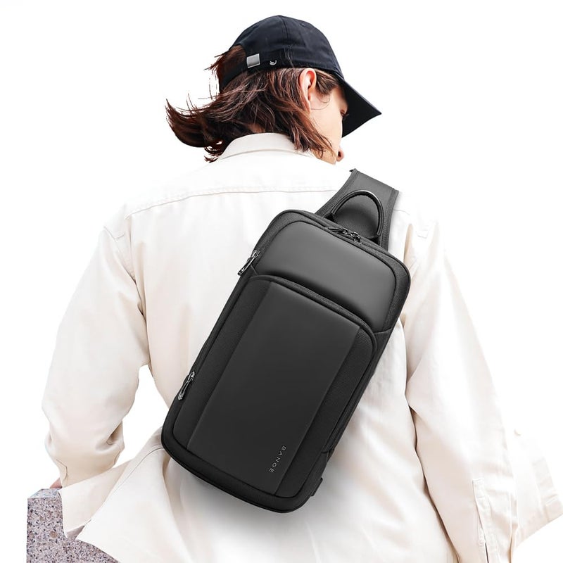 BANGE Sling Bag, Waterproof Shoulder bags with Pad Compartment, Crossbody Backpack for Men - Image 2
