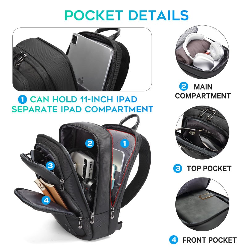 BANGE Sling Bag, Waterproof Shoulder bags with Pad Compartment, Crossbody Backpack for Men - Image 3