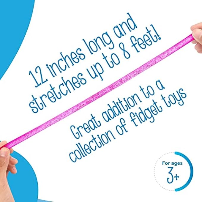IMPRESA Glitter Sensory Noodle Strands - Monkey Noodle Fidget for Stress Relief & Focus - Sparkly Stretchy Strings & Latex-Free Sensory Balls - Medium, Multicolor, 5-Pack, Glitter Magic - Image 2