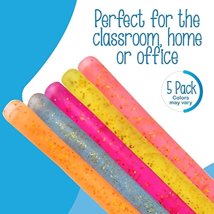 IMPRESA Glitter Sensory Noodle Strands - Monkey Noodle Fidget for Stress Relief & Focus - Sparkly Stretchy Strings & Latex-Free Sensory Balls - Medium, Multicolor, 5-Pack, Glitter Magic - Image 4