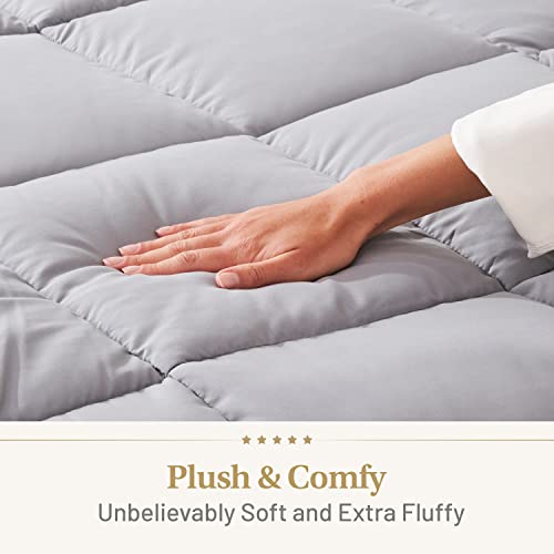 Lavish Comforts® Grey Comforter Queen – Fluffy Down Alternative Duvet Insert, Light Grey Comforter, All-Season Bedding, Hypoallergenic, Machine Washable, Queen Duvet Insert with Corner Loops - Image 3