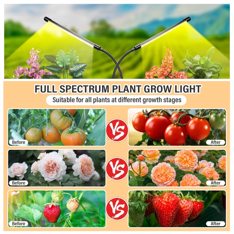 bseah Grow Light Plant Light Indoor Plants, Full Spectrum Clip Plant Lamp, 10-Level Dimmable, Auto ON & Off Timer (2 Pack) - Image 4
