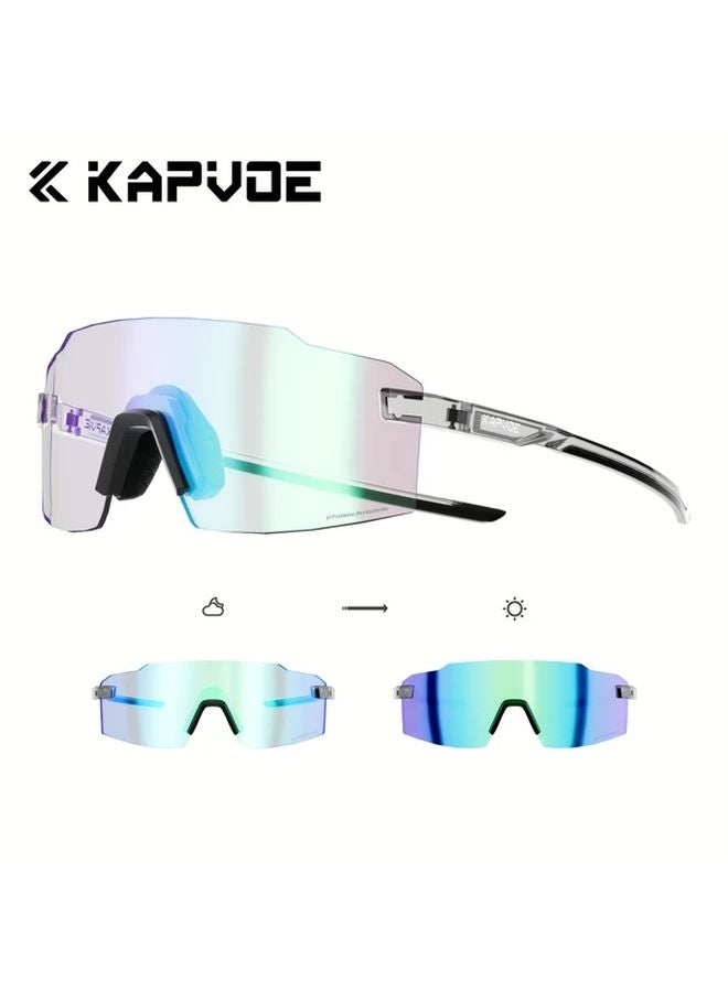 Kapvoe Photochromic Cycling Glasses Ultralight Anti Glare Anti Fog Black Color For Outdoor Sports - Image 1
