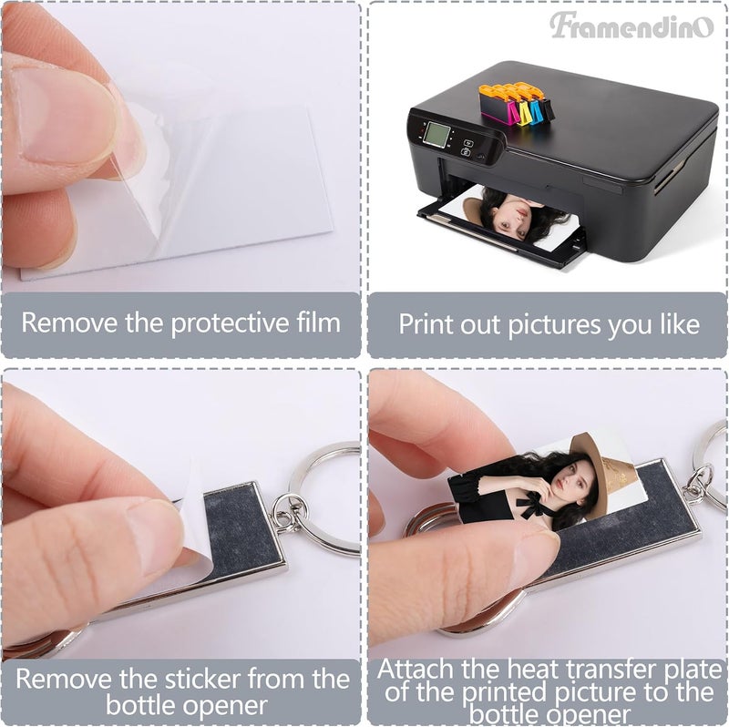 Framendino, 10 Pack Sublimation Keychain Blanks Bottle Opener with Key Ring Round Rectangle - Image 4