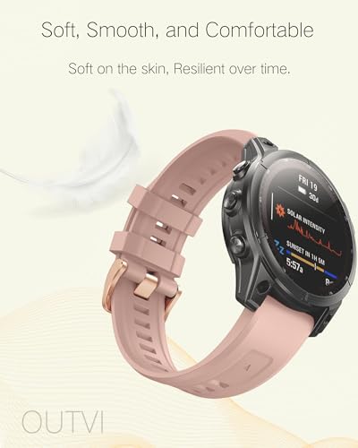 OUTVI 20mm Watch Band for Garmin fenix 5s fenix 6s fenix 7s pro soft silicone with Rose Gold buckle quick fit 20 bands Replacement for garmin epix pro gen 2 42mm long strap women Tanly Dust Rose - Image 5