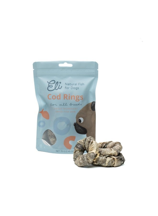 Eli Cod Skin Rings 2.45 oz - in The Bag 2 to 3 Pieces, Naturals Dog Treats, Fish Skin Dental Treats, Rich in Protein & Omega 3, Low in Fat, Grain Free, Single Ingredient, Gluten Free, Air Dried - Image 1