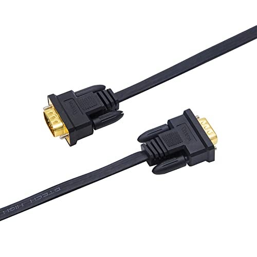 DTech VGA to VGA Cable 50ft Long Thin Flat 15 Pin Computer Monitor Cord Male to Male SVGA Wire (50 Feet, Black) - Image 5