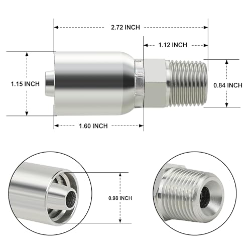 ANCIMOON 1/2’’ ID Hose x 1/2’’ JIC 37 Degree Flare Swivel Hydraulic Hose Fittings End, 10PCS Set for Single Wire Hydraulic Hose - Image 2