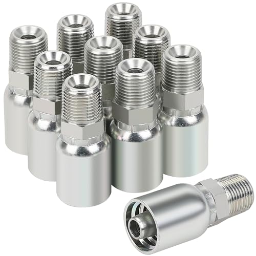 ANCIMOON 1/2’’ ID Hose x 1/2’’ JIC 37 Degree Flare Swivel Hydraulic Hose Fittings End, 10PCS Set for Single Wire Hydraulic Hose - Image 1