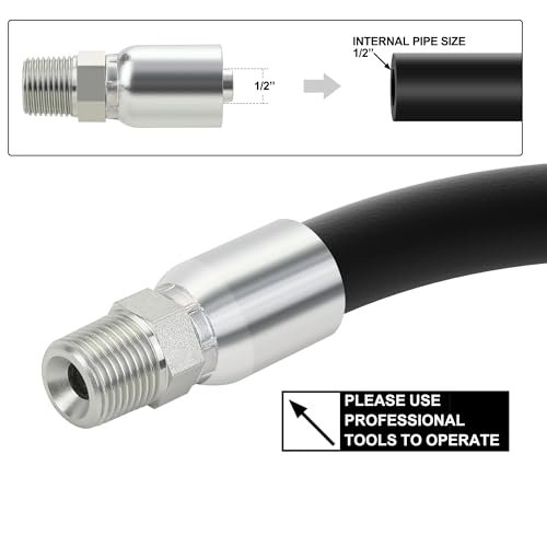 ANCIMOON 1/2’’ ID Hose x 1/2’’ JIC 37 Degree Flare Swivel Hydraulic Hose Fittings End, 10PCS Set for Single Wire Hydraulic Hose - Image 5