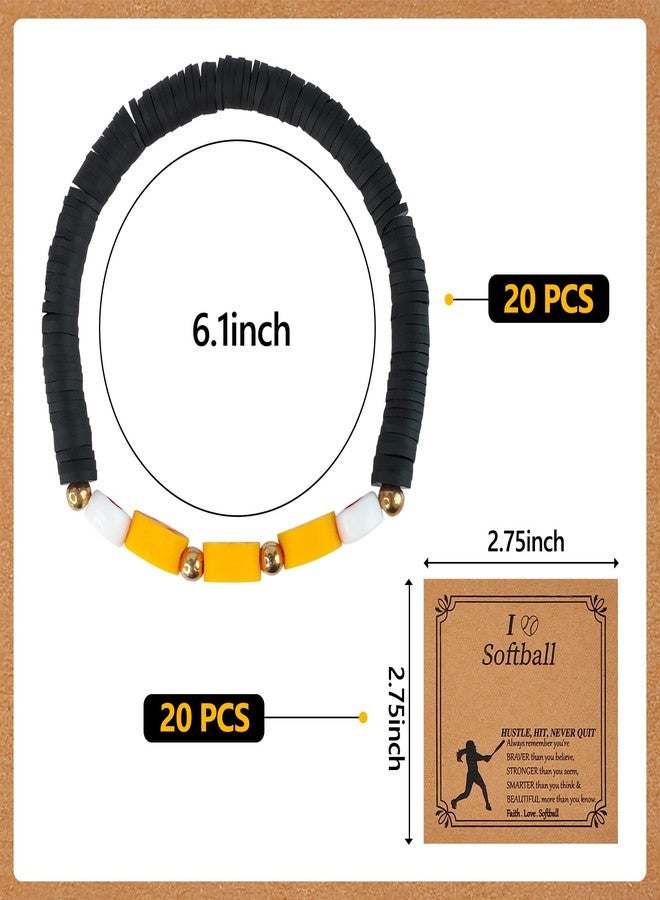 DAECHAO 20 Set Softball Bracelets Bulk Softball Gifts for Team, Adjustable Bead Ball Team Gifts Charm Bracelets with Inspirational Card, Suitable for Team Ball Lovers Players Sport Party Favor - Image 2
