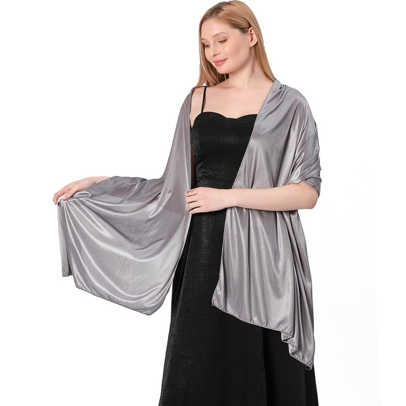 Ladiery Silky Satin Shawls and Wraps for Women Evening Dress, Lightweight Long Bridal Elegant Bright Wedding Stole - Image 2
