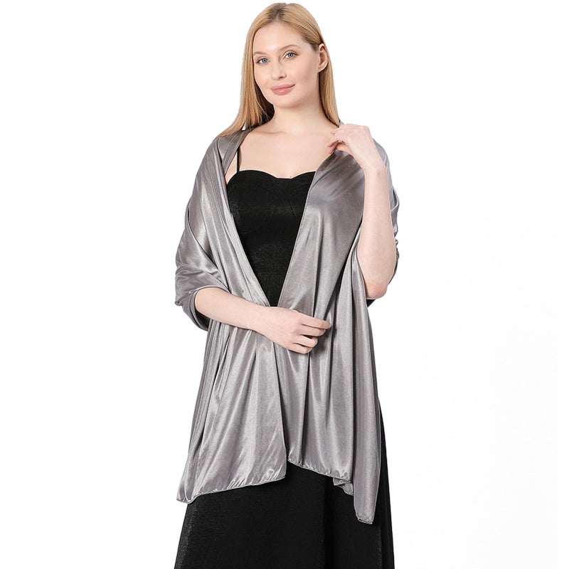 Ladiery Silky Satin Shawls and Wraps for Women Evening Dress, Lightweight Long Bridal Elegant Bright Wedding Stole - Image 4
