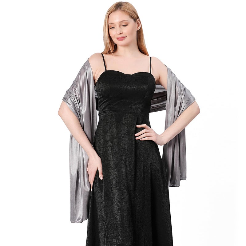 Ladiery Silky Satin Shawls and Wraps for Women Evening Dress, Lightweight Long Bridal Elegant Bright Wedding Stole - Image 3