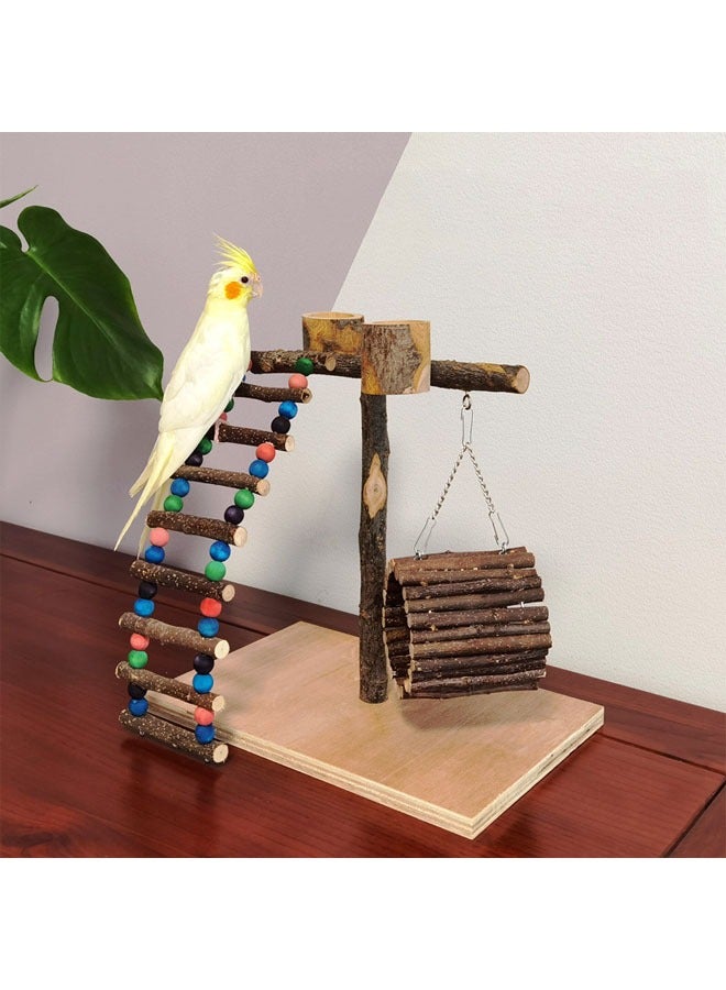 general Solid wood parrot stand bird training rack parrot toy supplies desktop training stand parrot stand pole interactive playground - Image 3