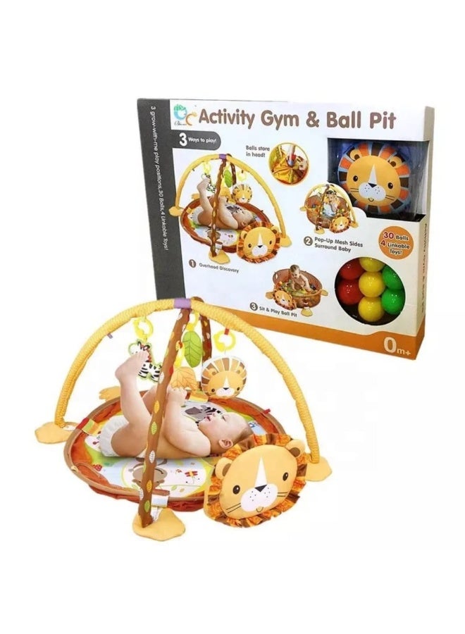 حصيرة أنشطة للأطفال مع كرات لعب – Activity Gym & Ball Pit – تصميم أسد – 3 في 1 - Image 5