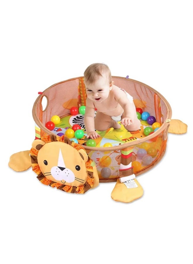 حصيرة أنشطة للأطفال مع كرات لعب – Activity Gym & Ball Pit – تصميم أسد – 3 في 1 - Image 3