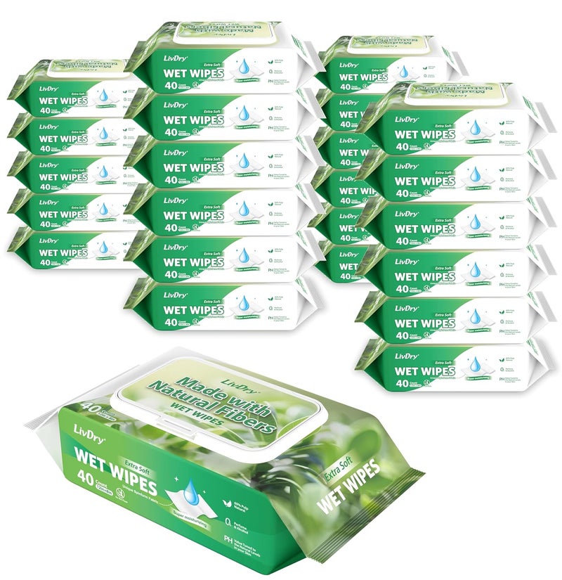 مناديل ليف دراي للبالغين، مناديل كبيرة قابلة للتخلص 12x8 بوصة، مناديل لكبار السن، مناديل لغسل الجسم للتنظيف، 40 قطعة (24 عبوة)