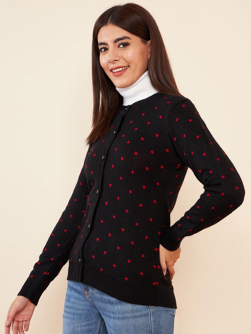 Pivl Womens Winter Season Round Neck Full Sleeves Sweater/Cardigan-BLACK-2XL - Image 3