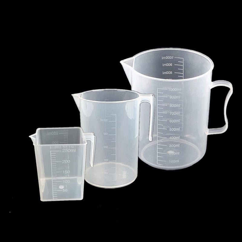 Surflyee Plastic Measuring Jugs Set 3Piece Transparent 250ml 500ml 1000ml HeatResistant BPAFree Kitchen Measuring Jugs