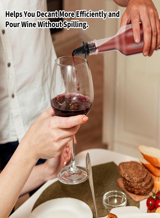 RMERVE مجموعة من 10 زجاجات بلاستيكية طويلة العنق سعة 15 أونصة من RMERVE مع صبّاب، زجاجات بلاستيكية للمشروبات الكحولية مع صبّاب، زجاجات شراب وعصير، زجاجة صبّاب قابلة لإعادة الاستخدام مانعة للتسرب للمنزل والحفلات والبار والمطبخ (أسود) - Image 3