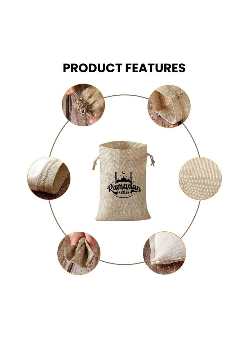 PRINTSHOP4ME Ramadan Mubarak Gift Bags 12Pcs Set Of 12 Party Burlap Bags,Favor Bags,Goodie Bags For Ramadan Mubarak Celebrations And Islamic Events - Image 3
