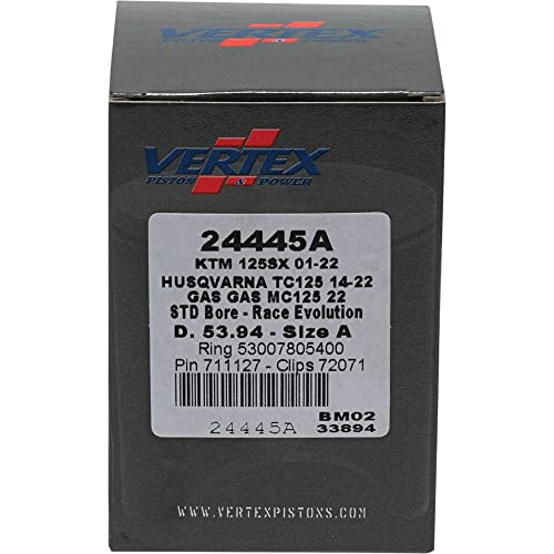 Vertex 24445A Cast Race Piston Kit Compatible With/Replacement For KTM 125 SX 2001-2022, Gas MC 125 2021-2022, Husqvarna TC 125 2014-2022 54 mm Cylinder Diameter, 53.940mm Piston Diameter - Image 4