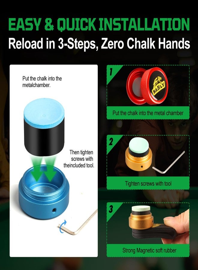 Banly Round Pool Chalk Holder, Portable Pool Cue Chalk Holder, Magnetic Mini Chalk Holder Pool Billiards, Pool Cue Chalk Case Container Box for Billiard Cue Tip Tool Snooker Pool Table Accessory - Image 4
