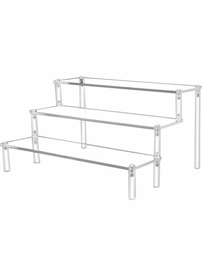 Arabest Acrylic Riser Display Shelf, Clear Acrylic Display Riser Shelf for POP Figures ,Tiered Display Stand Small Risers Cabinet Countertops Table Decoration and Organizer, 3 tier - Image 1