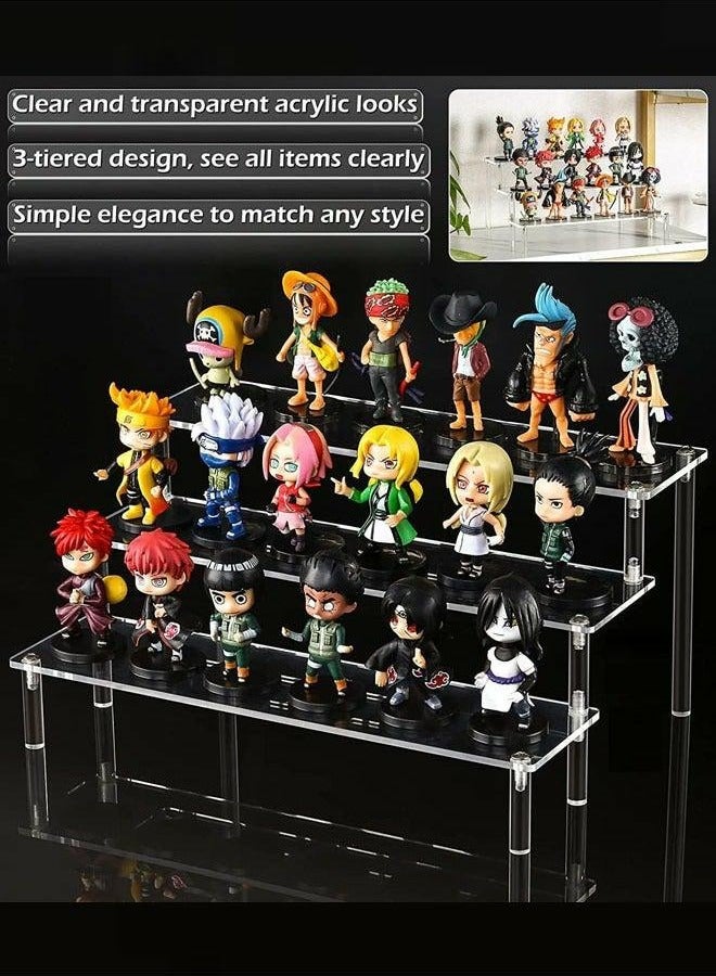 Arabest Acrylic Riser Display Shelf, Clear Acrylic Display Riser Shelf for POP Figures ,Tiered Display Stand Small Risers Cabinet Countertops Table Decoration and Organizer, 3 tier - Image 2