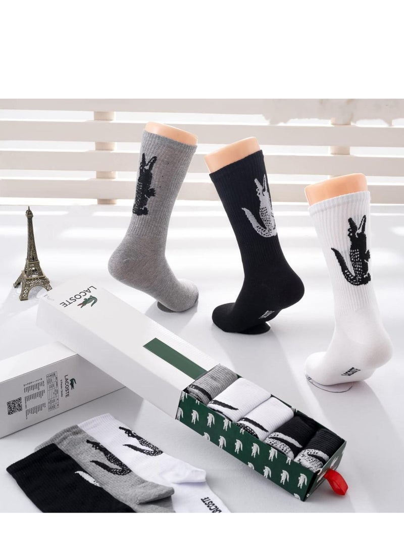 LACOSTE Long Socks Set – 6-Pack  Premium Cotton Comfort , Unisex Stylish Design- One Size Fits