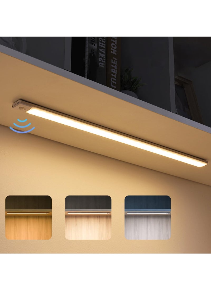 YQINU Motion Sensor Light Under Cabinet Light 3 Colors 2500mAh Rechargeable Wireless Closet light,Dimmable Night Lights for Kitchen Bedroom Stairs 40cm  - Image 1