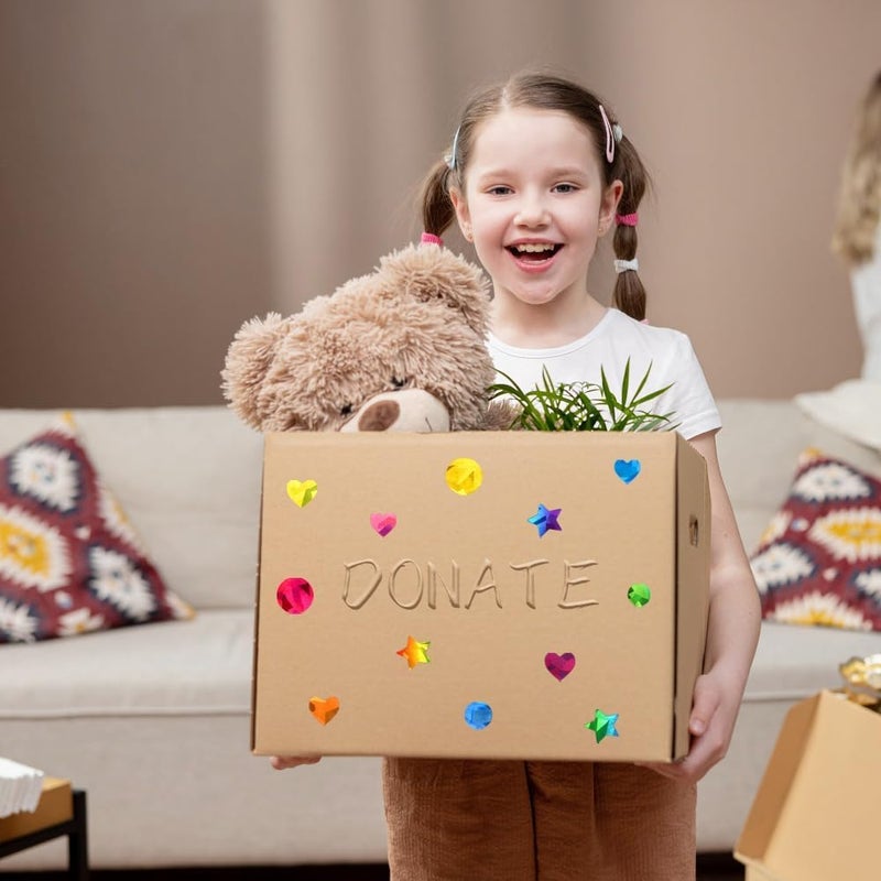 Excefore Sparkly Holographic Star Stickers, 30Pcs Glitter Foil Heart And Round Stickers For Kids Reward, Behavior Chart, Student Planner, Teacher Supplies And Diy Decoration - Image 5