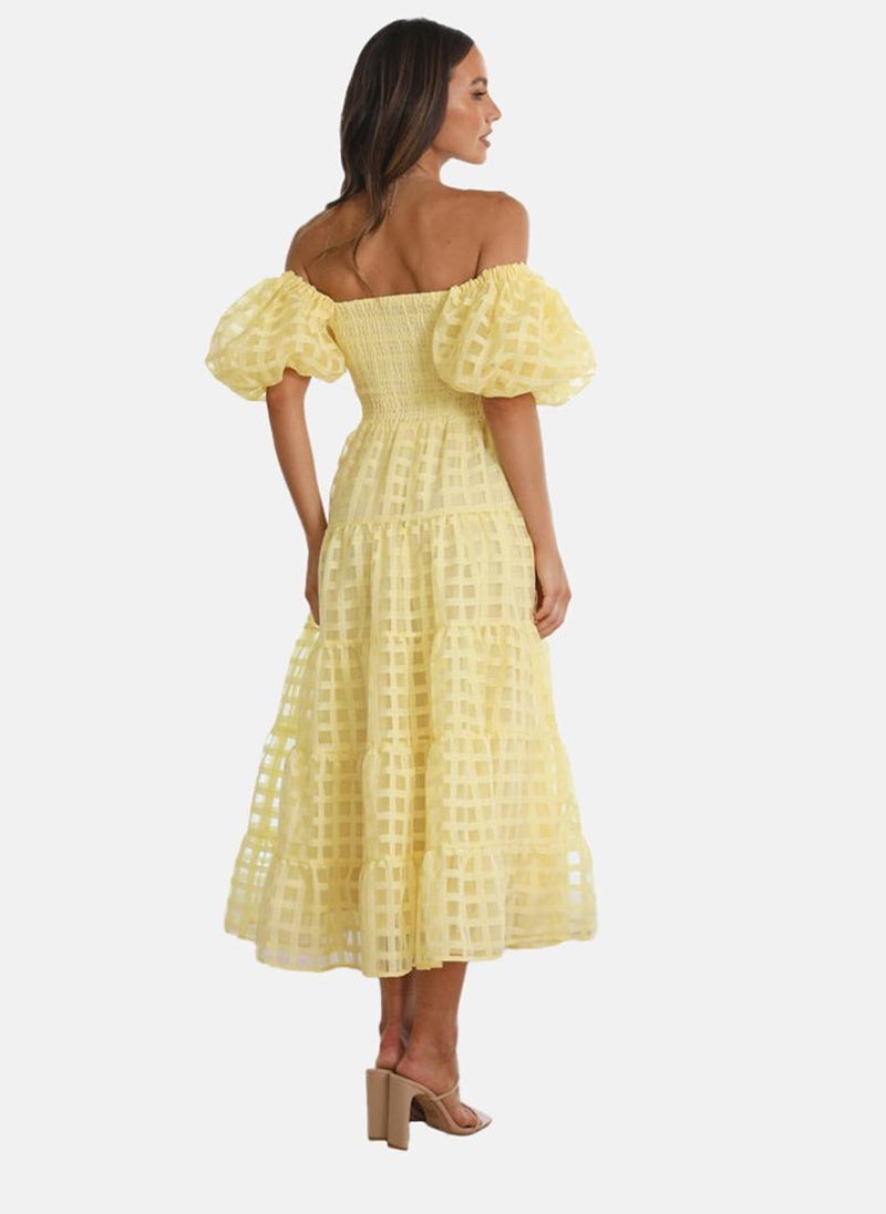 YUNIQEE Yellow Puff Sleeve Dress  - Image 4