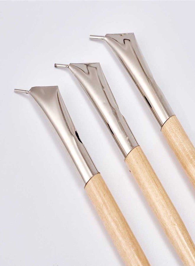 Teensery 3 Pcs Stainless Steel Pottery Batik Printing Pen with Wooden Handle for Painting Drawing on Fabric Cloth Clay Tool - Image 3