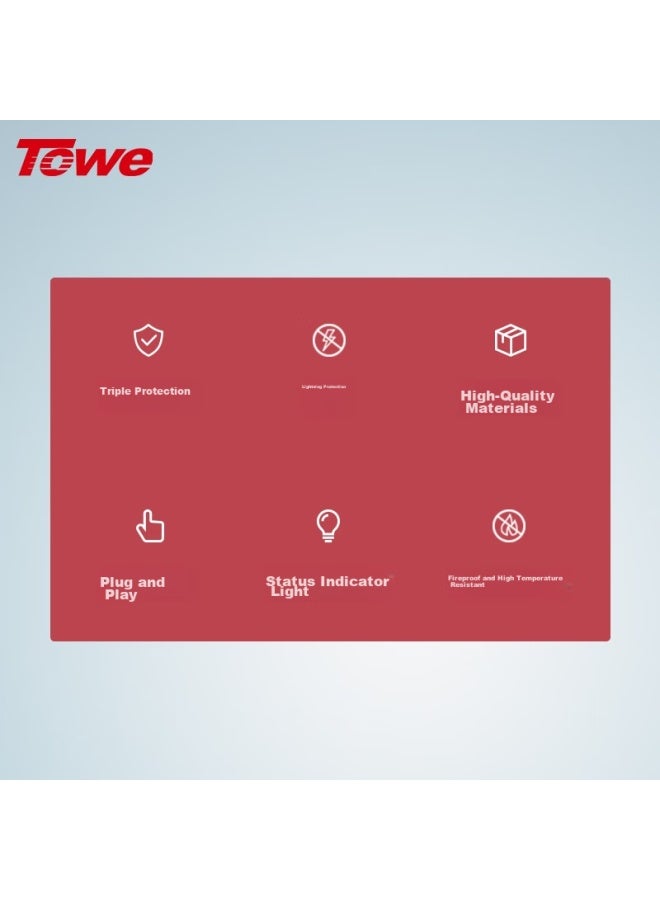 Towe Professional Lightning Protection Power Converter For Home And Office Use, 10a Single-channel Surge Protection Socket, National Standard Plug Ap-1011s - Image 3