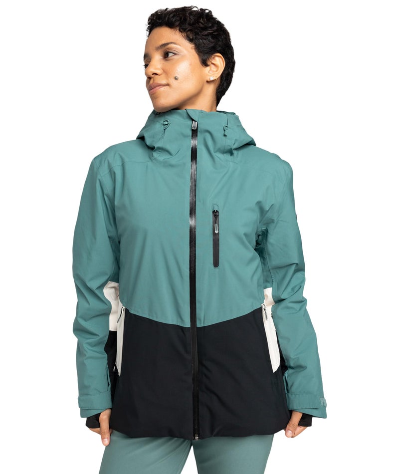Roxy Women's Ski Jacket – 10K Waterproof, Insulated, PFAS-Free, Stretch, Recycled Fabric, Sea Pine, Medium - Image 1
