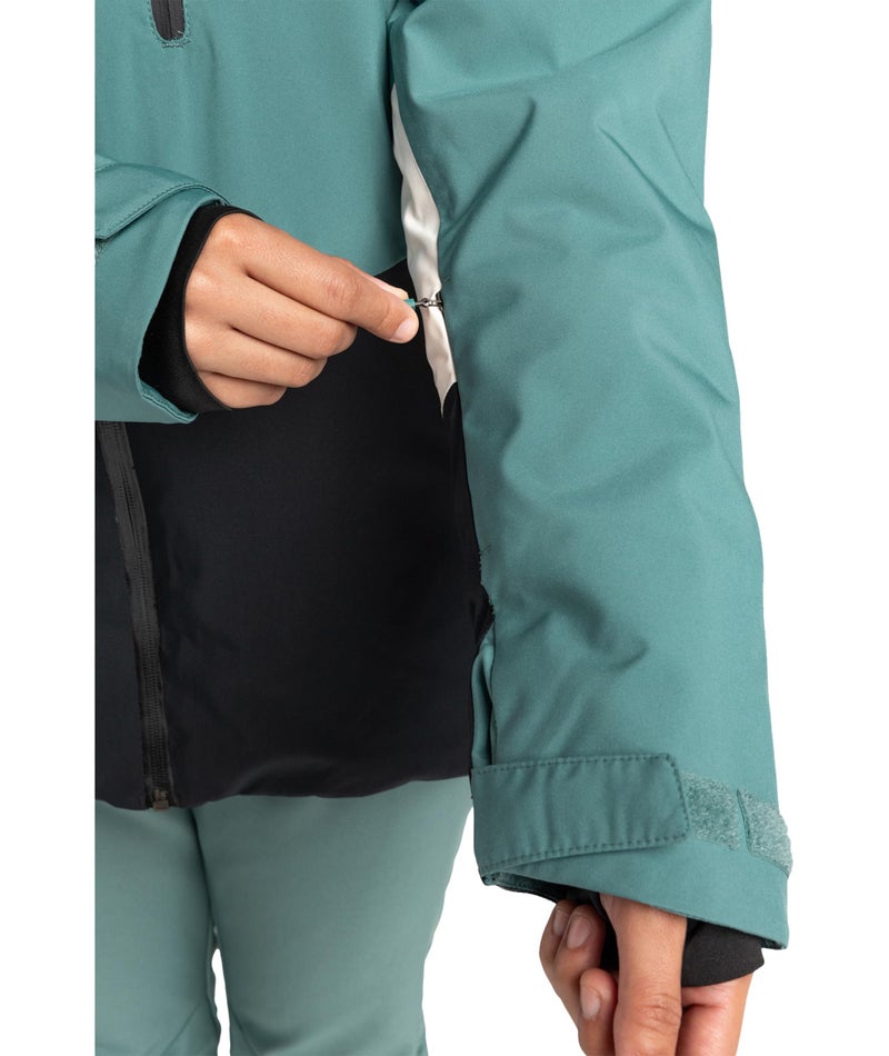 Roxy Women's Ski Jacket – 10K Waterproof, Insulated, PFAS-Free, Stretch, Recycled Fabric, Sea Pine, Medium - Image 4