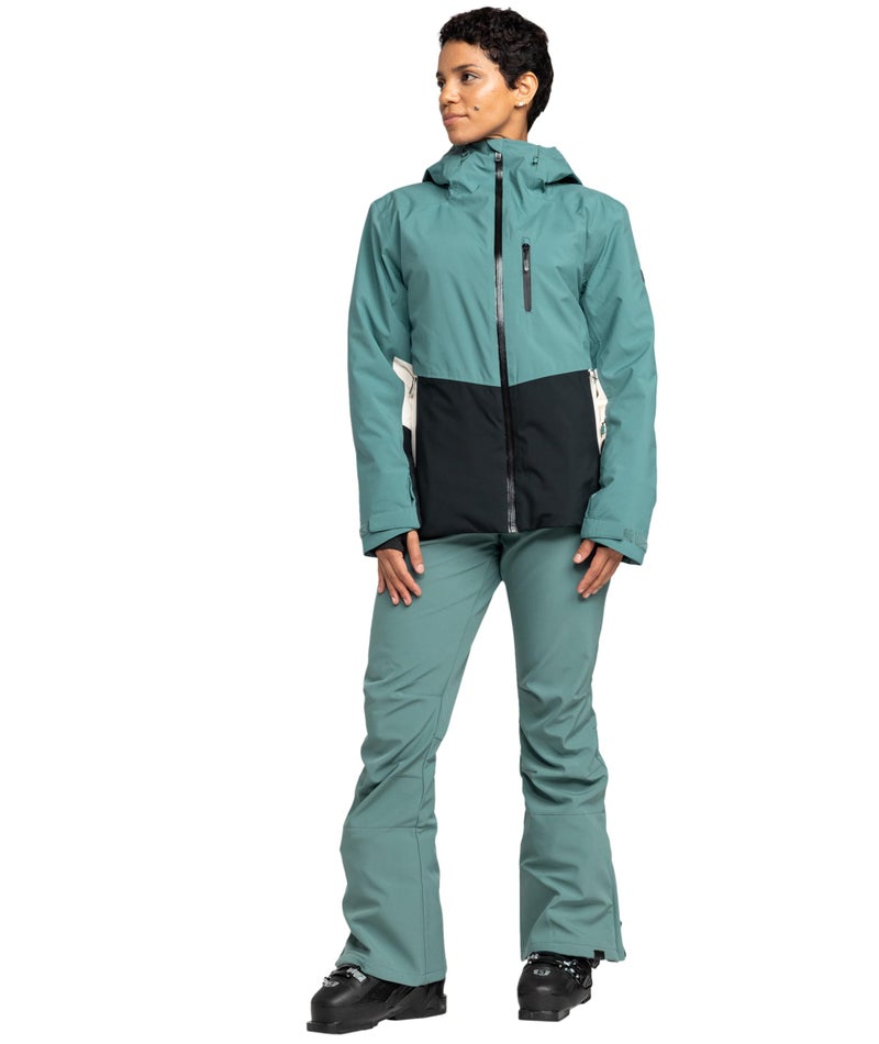 Roxy Women's Ski Jacket – 10K Waterproof, Insulated, PFAS-Free, Stretch, Recycled Fabric, Sea Pine, Medium - Image 3