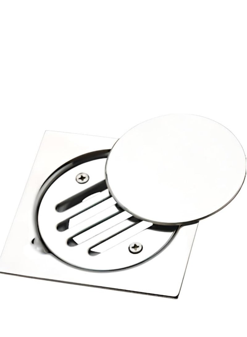 Premium Stainless Steel Floor Drain with Removable Cover – Anti-Odor, Anti-Clog Bathroom Shower Drain, Square Tile Insert & Round Strainer, Rustproof for Kitchen, Balcony, Laundry & Wet Areas - Image 1