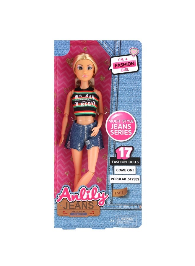دمية انليلي فتاة الموضة 29 سم مع شورت جينز - 616060A