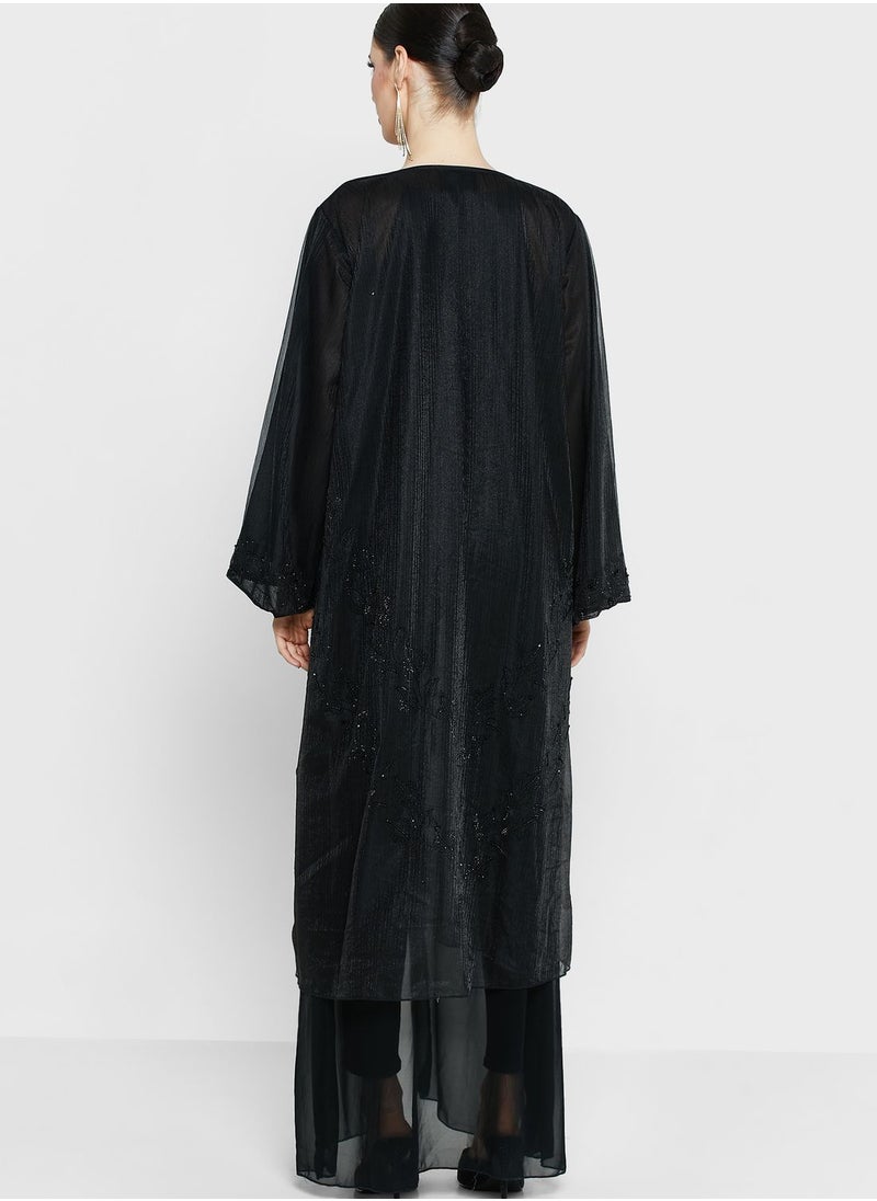 hayas closet - Embellished Front Slit Abaya - Image 1