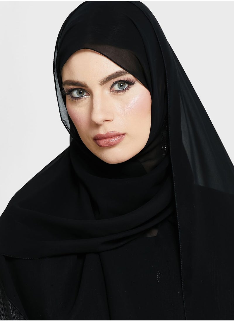hayas closet - Embellished Front Slit Abaya - Image 1