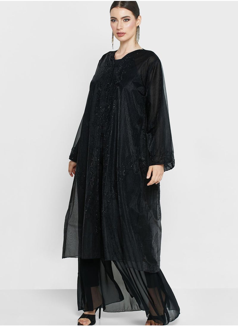 hayas closet - Embellished Front Slit Abaya - Image 1