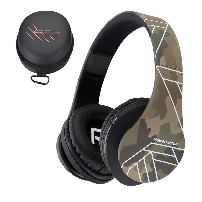 PowerLocus Bluetooth OverEar Headphones Wireless Stereo Foldable Headphones Wireless and Wired Headsets with Builtin Mic Micro SDTF FM for iPhoneSamsungiPadPC Camo - Image 2