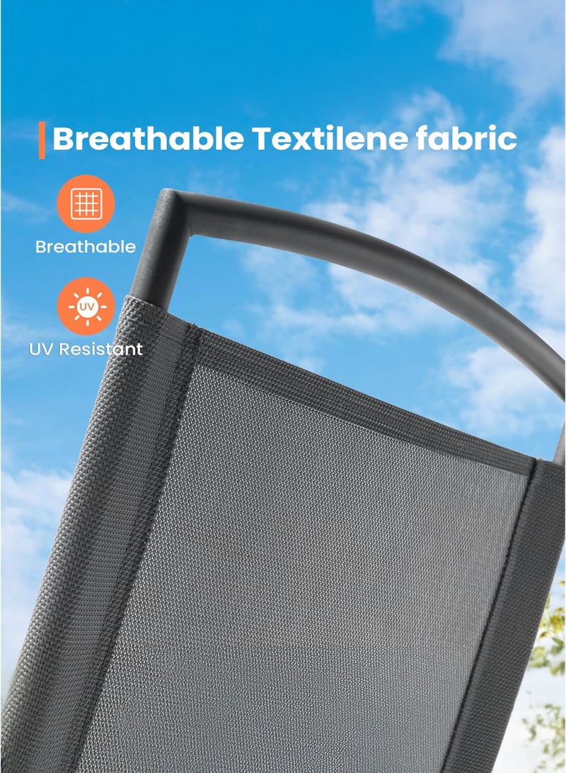 Toshionics 5-Piece Dining Table Set with 4 Foldable Chairs and Tempered Glass Square Table – Modern Kitchen and Dining Room Furniture for Small Spaces, Apartments, Balconies, Indoor and Outdoor Patio Bistro Set – Rust-Resistant Steel Frame, UV-Resistant Breathable Fabric, Space-Saving, Durable and Easy to Assemble - Image 4