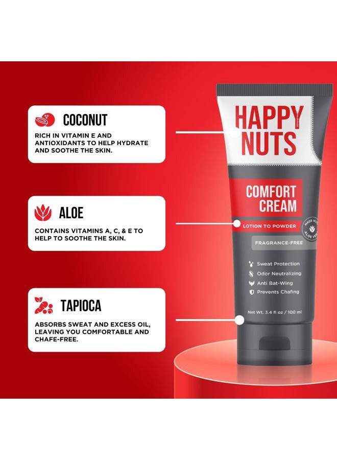 HAPPY NUTS Comfort Cream Deodorant For Men: Anti-Chafing Sweat Defense, Odor Control, Aluminum-Free Mens Deodorant & Hygiene Products for Men's Private Parts (1 Pack - Unscented) - Image 5